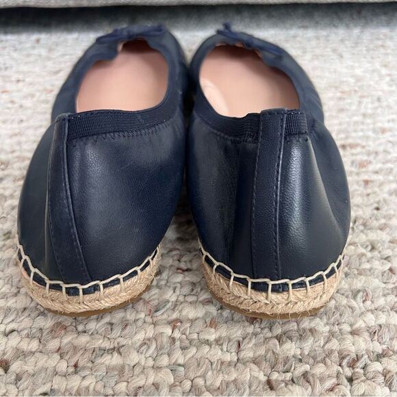 KATE SPADE Clubhouse Leather Bow Ballerina Espadrilles In Blazer Blue - Picture 8 of 12
